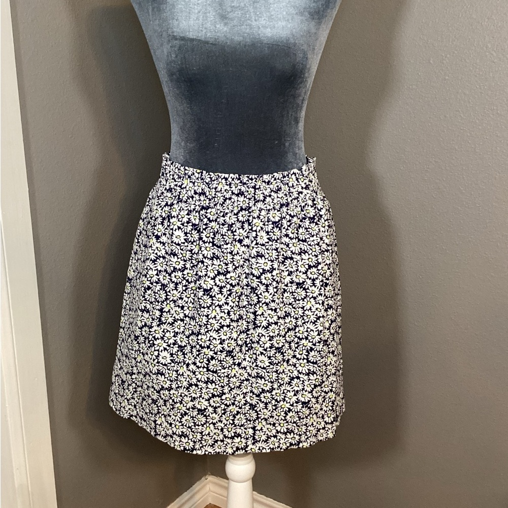 J. Crew Daisy Floral Cotton Linen A line Skirt Size 6